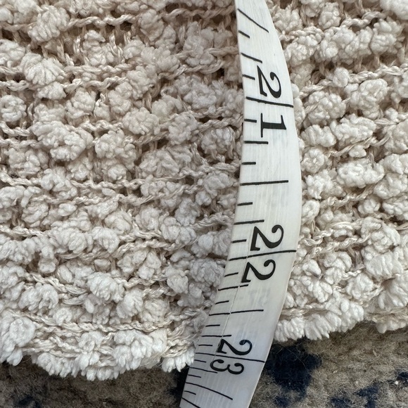 Ivory Popcorn Knit Sweater V Neck Pullover Long Sleeve Cozy Comfy - Picture 7 of 9